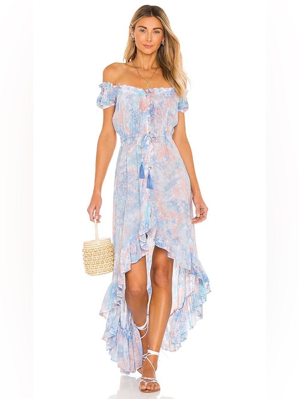 Tiare Hawaii Women's Riviera Dress in Blue Aqua & Peach Size Small